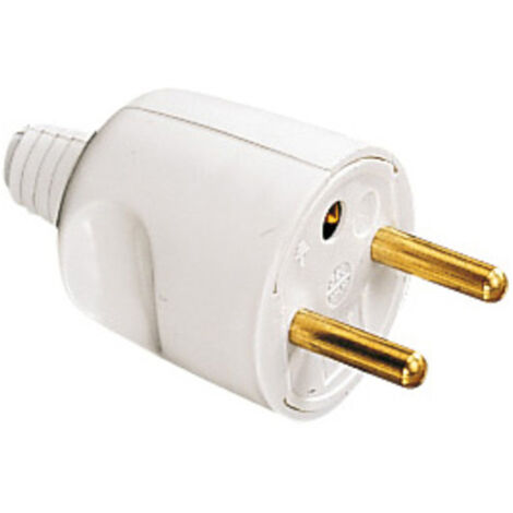 Fiche mâle 2P+T 16A IP40 sortie droite - Blanc - Lébénoïd