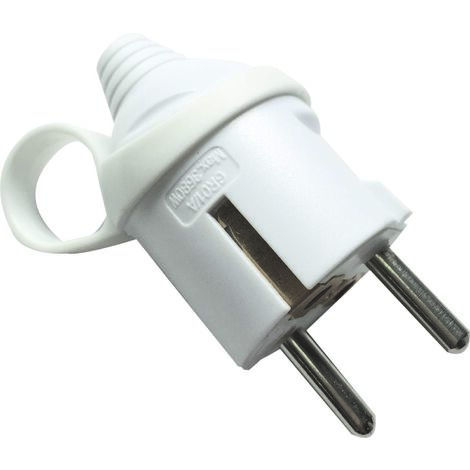 Fiche mâle 2P+Terre Schuko - Blanc - Dio