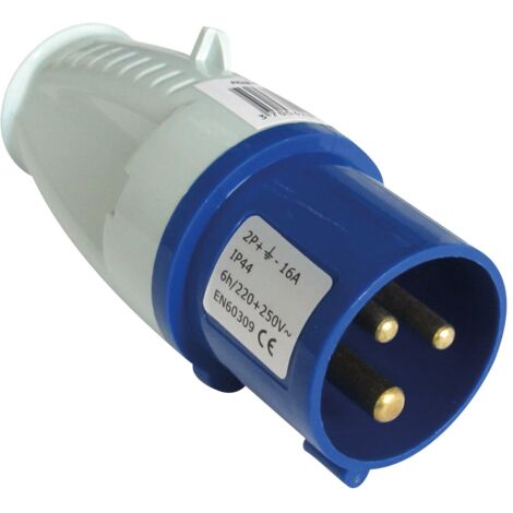 Fiche mâle CEE P17 16A – Protection IP44 – Branchement 220V pour camping-car et bateau – Adaptateur étanche – Inovtech