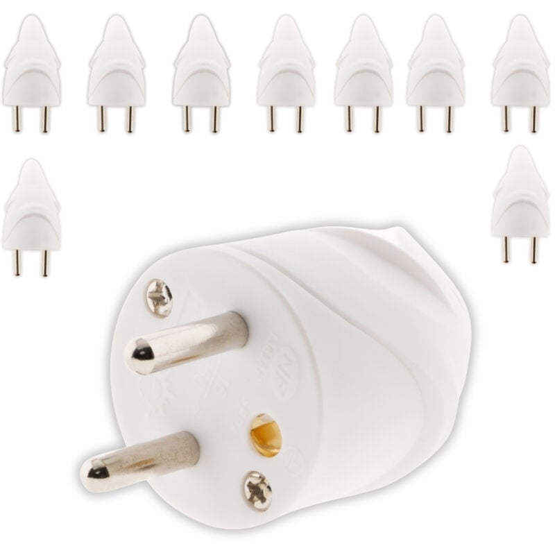 Lot de 10 fiches mâles coudées 16A 2P+T - Blanc - Zenitech