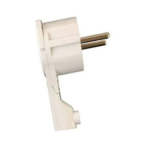 Fiche mâle coudée extra plate 2P T 16A Blanche