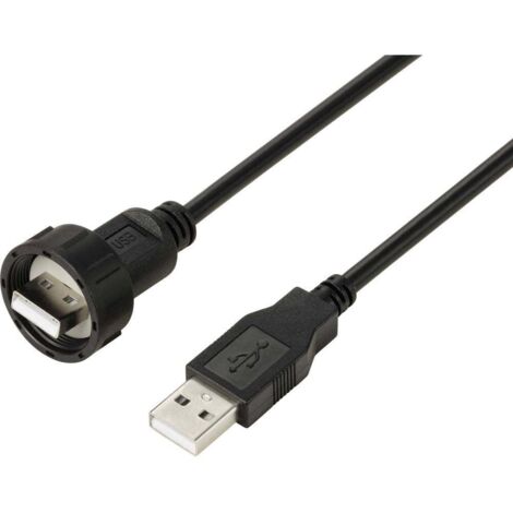 Fiche mâle USB 2.0 sur fiche mâle moulée avec câble IP67 (filetage) 0,5 m TC-E13T-MU2-MWA/NWA-0.5PV-S Câble en plastique étanche TC-13543536 TRU Y636613
