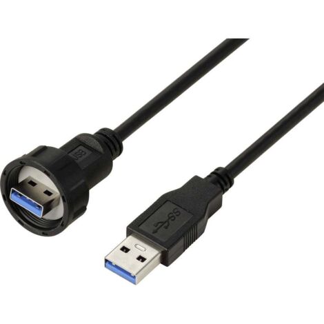 Fiche mâle USB 3.0 sur fiche mâle, IP67 (filetage), câble 0,5 m TC-E13T-MU3-MWA/NWA-0.5PV-S Câble en plastique étanche TC-13543560 TRU COMPONENTS Y636073