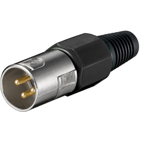 Fiche Microphone, 3 Pin, avec contacts dorés et décharge de traction vissée. Branchement 3 Pin