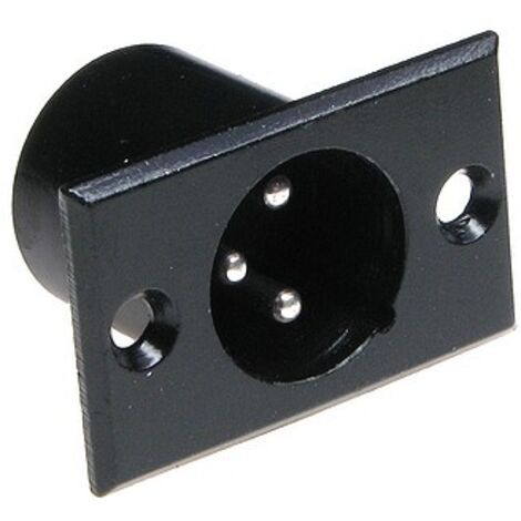Fiche microphone XLR 3 broches noire pour montage sur boîtier