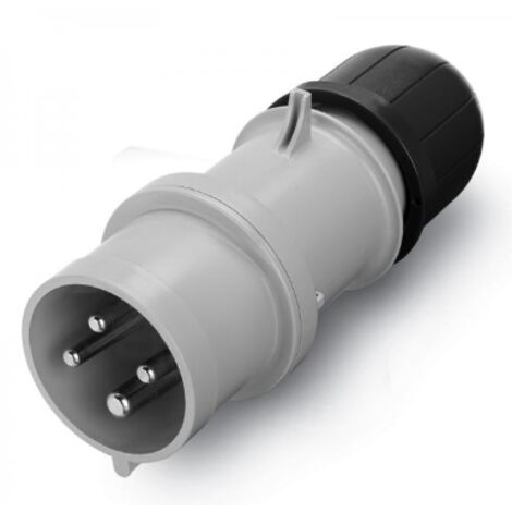 Fiche mobile 3P+T 32A mâle noire tension 600-690V 5h étanche IP44