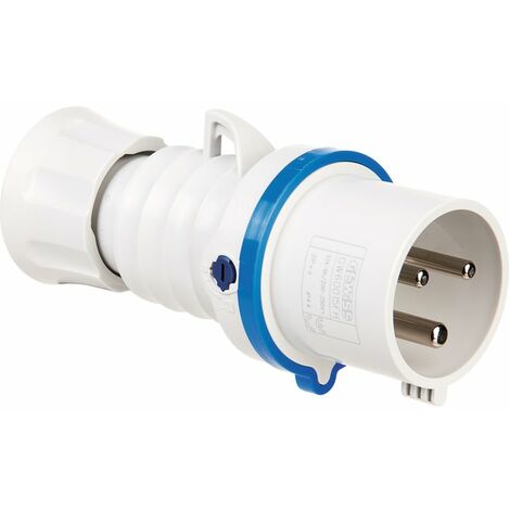 Fiche mobile droite protégée - Gewiss - Bleu - 32A - 230V - 2P+T