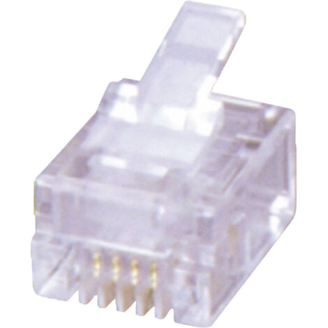 Fiche modulaire mâle RJ12 MH Connectors MHRJ126P6CR 6510-0104-04 RJ12 mâle, droit Pôle: 6P6C transpa