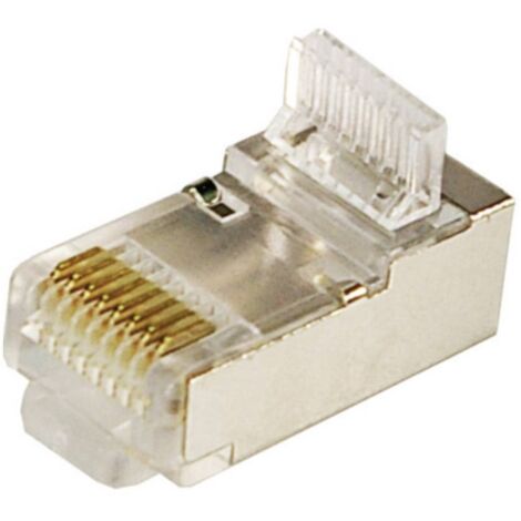 Fiche modulaire RJ45 mâle CAT 5e, blindé LogiLink MP0004 RJ45 mâle, droit Pôle: 8P8C argent 100 pc(s) R05178