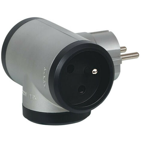 Fiche multiprise 3 prises 2P+T 16A 230V avec sorties latérales alu et noir LEGRAND 050509