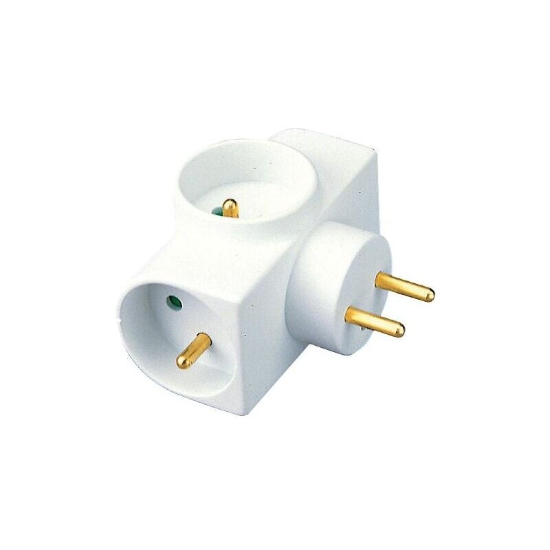 Fiche multiprise sortie latérale 16A 2P+T blanc - Ebenoid