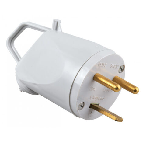 Fiche plastique 2p+t  20 a  plexo étanche male gris