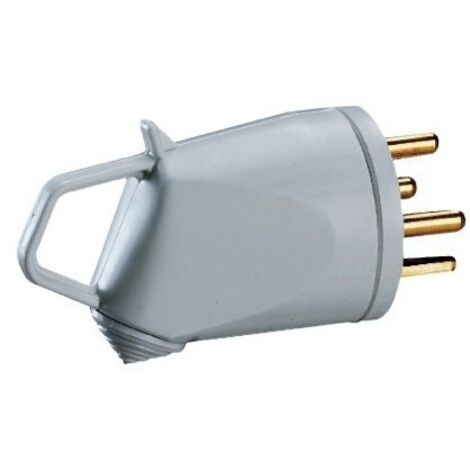 Fiche plastique 3p+t 32 a  plexo étanche male gris