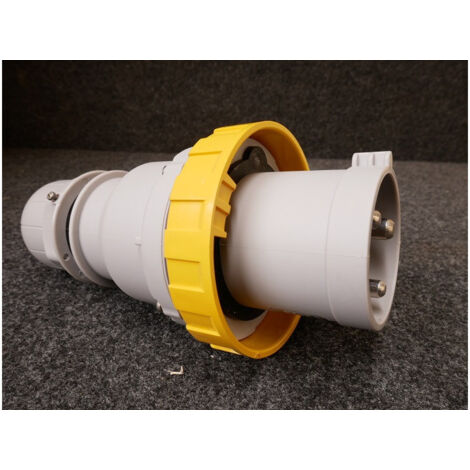 Fiche prise mobile 2P+T 63A mâle 100-130V jaune 50-60Hz 4h étanche IP66/IP67 OPTIMA