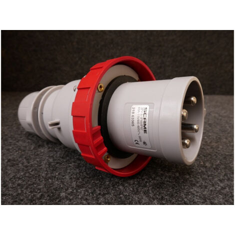 Fiche prise mobile 3P+T 63A mâle 440-460V rouge 60Hz 11h étanche IP66/IP67 OPTIMA