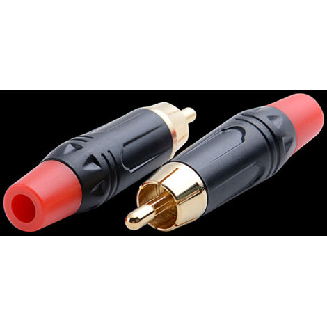 Fiche RCA mâle avec boîtier en aluminium électrophorétique rouge, fiche audio/vidéo RCA avec connecteur en cuivre plaqué or, fiche RCA mâle à tête lotus à monter soi-même