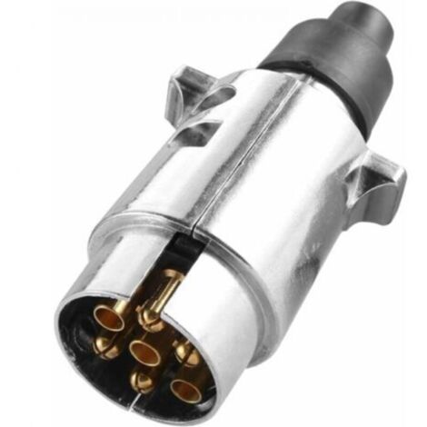 fiche remorque 7 Broches en métal,Prise Remorque 7 Broches Male Metal Etanche, 12V Adaptateur Prise 7 Broches pour la Connexion des Remorques et des Caravanes,Fiche Attelage 7 Plots