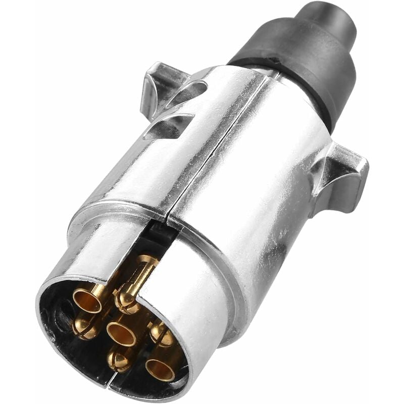 Jusch - fiche remorque 7 Broches en métal,Prise Remorque 7 Broches Male Metal Etanche, 12V Adaptateur Prise 7 Broches pour la Connexion des Remorques