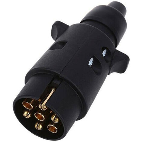 Fiche remorque 7 oches, mâle, connecteur voiture, caravane, 12v Black