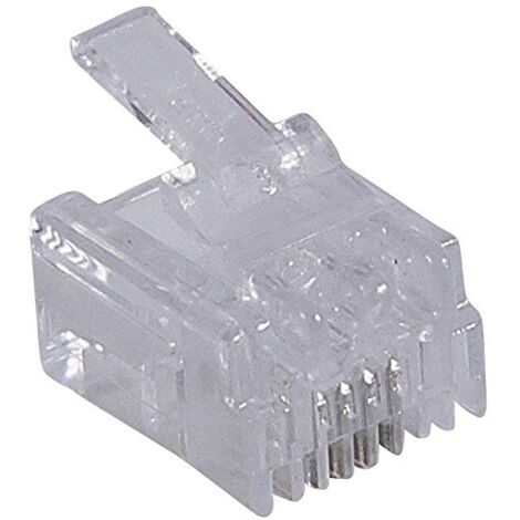 Fiche RJ11 4 contacts largeur 9,65mm pour câble rond LEGRAND 051701