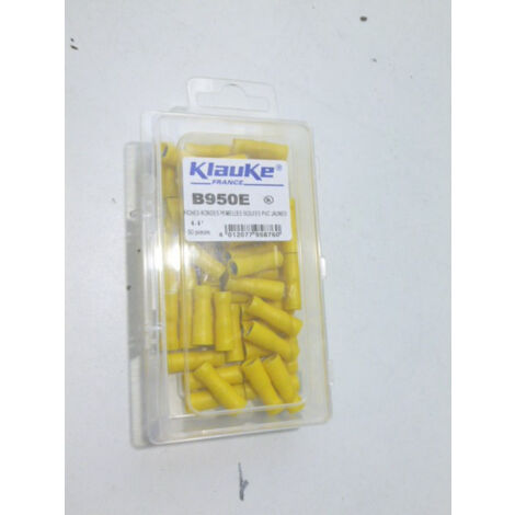 Fiche ronde femelle isolée PVC jaune pour cable 4 à 6mm² (boite de 50) KLAUKE B950E