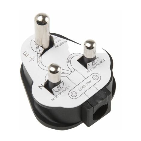 Fiche secteur Mâle, 250 V 15A, Montage sur câble, 2P+E ( Prix pour 1 )