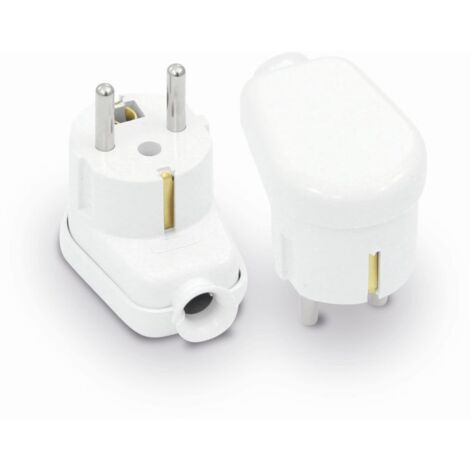 FICHE UNI-SCHUKO COUDÉE, 2P+Z, 16A, 250V BLANC - VT-301-0020