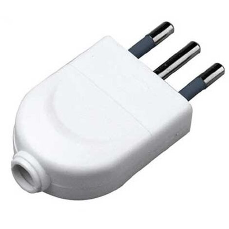 Fiche V-TAC 10 A 2P+T avec sortie câble droit, couleur blanche, en plastique