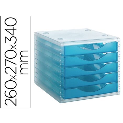 Fichero cajones de sobremesa archivo 2000 apilable 5 cajones lagoon translucido 260x270x340 mm
