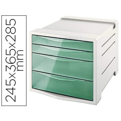 Fichero cajones de sobremesa esselte colour ice plastico 4 cajones color verde 245x365x285 mm