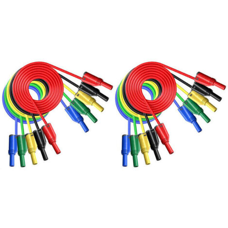 Fiches banane isolées empilables 4 mm – Lot de 10, câble souple en silicone pour multimètre, sécurité renforcée