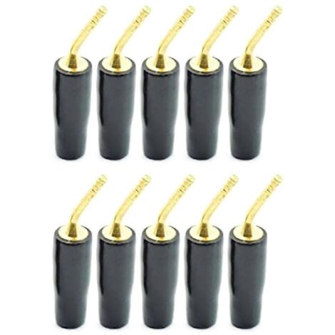 Fiches bananes sans soudure pour câbles audio haut-parleurs, connecteurs pour câbles tressés - Lot de 10 - Noir