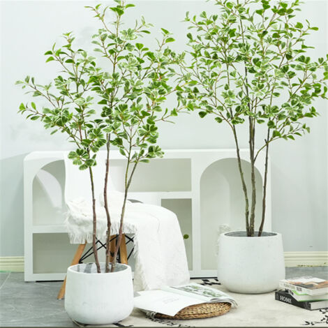 Ficus Artificial 120cm, Planet Artificielle Interieur en Pot, Fausse Plante, Faux Arbre Interieur Décoration pour Intérieur Extérieur Maison Salon Room Bureau (1Pack)