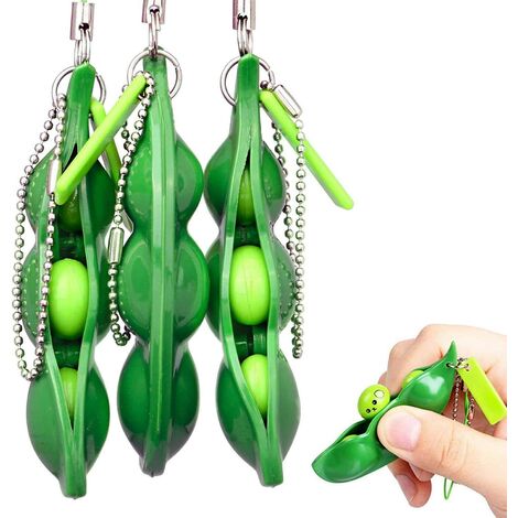 Fidget Toys, 3 PCS Pea Bean Keychain Toy Pressure Ejected Funny Fun Decompression Cool