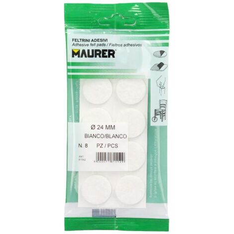 Fieltro Adhesivo Ø 24 mm. (Blister 8 Piezas) Blanco