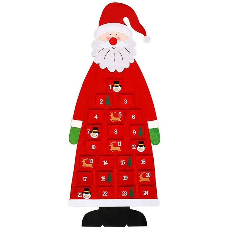 

Fieltro de árbol de Navidad Calendario de Adviento de Navidad DIY Decoraciones para árboles Calendario de cuenta regresiva de árbol de Navidad
