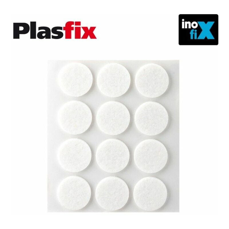 Inofix - Pack 12 fieltros blancos sintéticos adhesivos Ø22mm Plasfix