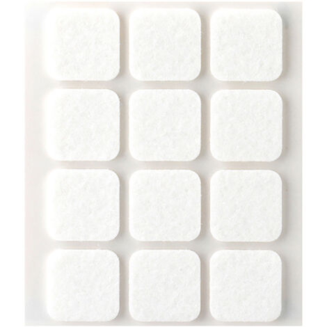 Fieltro Troquelado Cuadrado Lana Acrílica 22x22x3mm Blanco Adhesivo Plasfix Inofix Pack12