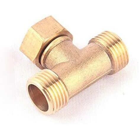 Fienow Connecteur de tuyau 3 voies 1/2" T en Cuivre, Argenté/Doré, 1 pièce, Diamètre 1,27 cm, Raccord tuyau, T-connector, Pour systèmes tuyauterie d'air, gaz, eau, argent - Type-A