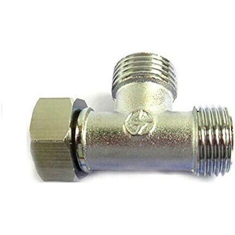 Fienow Connecteur de tuyau 3 voies 1/2" T en Cuivre, Argenté/Doré, 1 pièce, Diamètre 1,27 cm, Raccord tuyau, T-connector, Pour systèmes tuyauterie d'air, gaz, eau, argent - Type-D