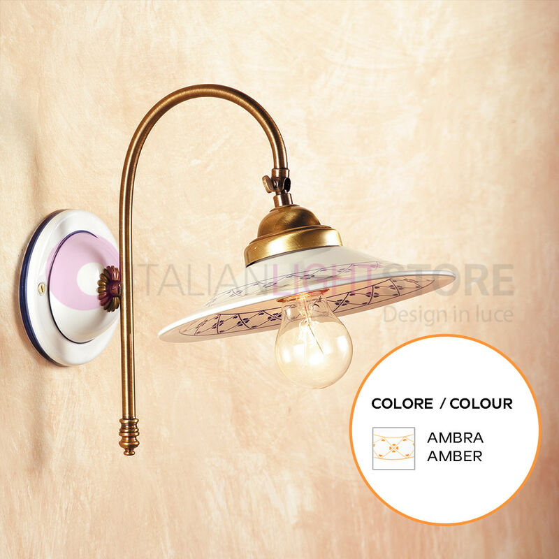 Image of Ceramiche Borso - fiesole Applique da Parete Ceramica Ottone Rustica Country - colore decori: ambra