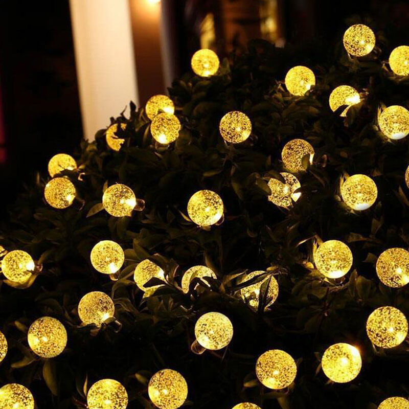 

Fiesta de Navidad de jardín con energía solar 30LED Bola de cristal de hadas Luces al aire libre (Blanco cálido, 6.5m 30 Bolas solares)