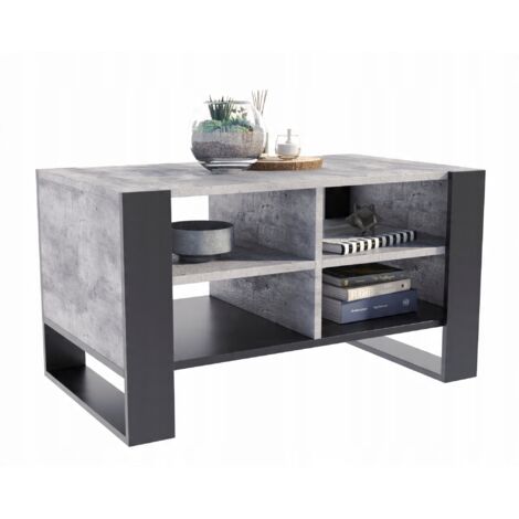 Figa BLACK CONCRETE Loft Couchtisch für das Wohnzimmer mit LOFT Regal