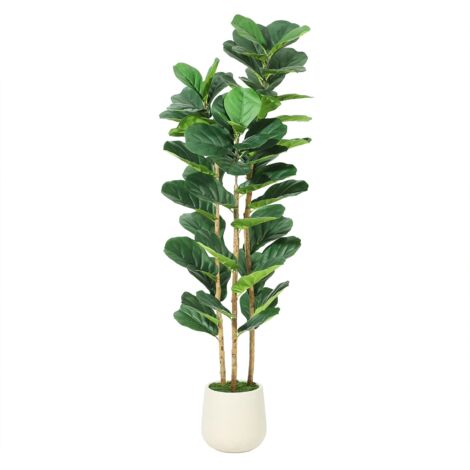 Figuier artificiel 150 cm – Faux arbre à feuilles de violon avec pot – Plante artificielle int/ext – Déco salon, bureau, balcon