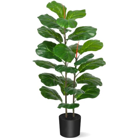 Figuier Artificiel Ficus Lyrata De 100 Cm, Plante Tropicale D'IntéRieur IdéAle Pour Le Bureau, La Maison, Le Salon Et La DéCoration Du Jardin
