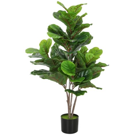 Figuier Faux Artificiel 110cm Plante en Plastique, Plante Artificielle en Pot, Décoration Cadeau