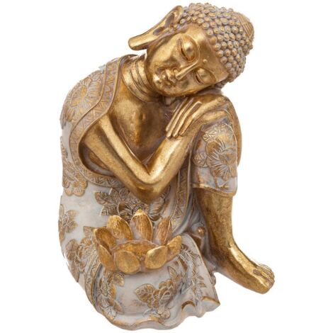 Figur Bouddha Kunstharz - gold - H23 cm