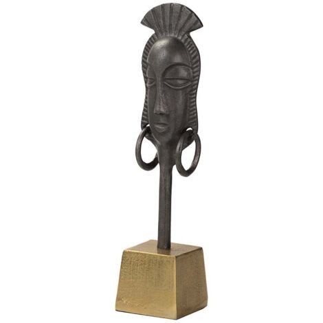 Figur Gesicht Aluminium Schwarz/Gold 11X10X46 Cm