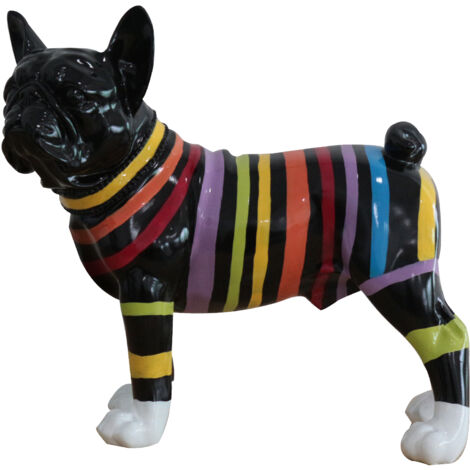 Figura Boston Terrier Kuatéh Nix 32x14x30 cm Negro a Rayas