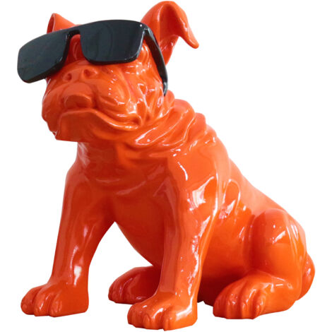 Figura Bulldog Kuatéh Khal 40x23x34 cm Naranja Sentado